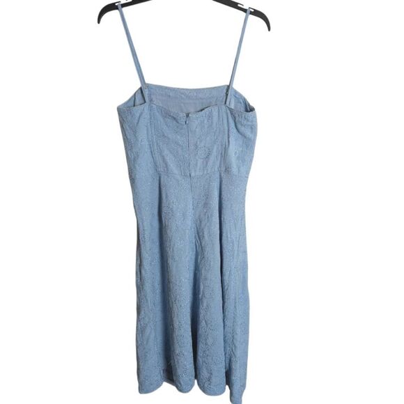Kenar Sky Embroidered Eyelet Linen Spaghetti Strap Dress Womens 8 - Picture 5 of 9